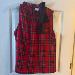 J. Crew Red and Black Plaid Sleeveless Blouse